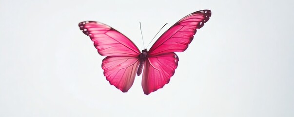 Obraz premium Pink butterfly on a white background.