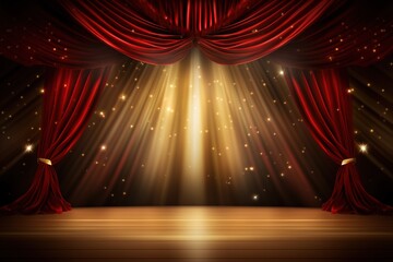 yellow golden red Curtain Stage wedding background. on Red Carpet Luxury Background