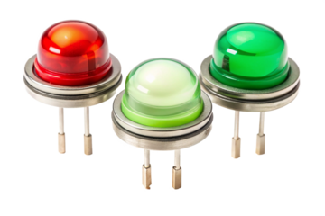 red and green buttons on white background