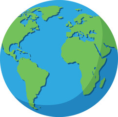 Flat earth globe icon world map illustration