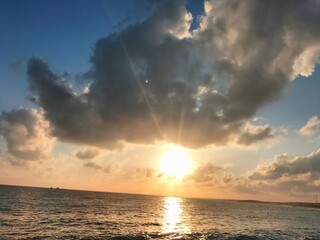 Sunset over the Mediterranean Sea in North Coast, Egypt