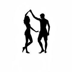 Joyful couple dancing energetically at an outdoor music festival under the night sky