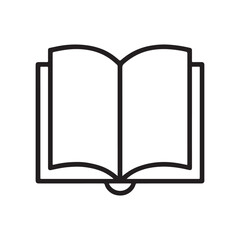 "Open Book Line Icon &ndash; Reading Education Knowledge Vector Illustration"

