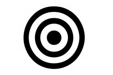 Minimalist black target icon on a transparent background, symbolizing focus, precision, and achieving marketing objectives