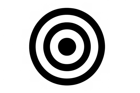Minimalist black target icon on a transparent background, symbolizing focus, precision, and achieving marketing objectives