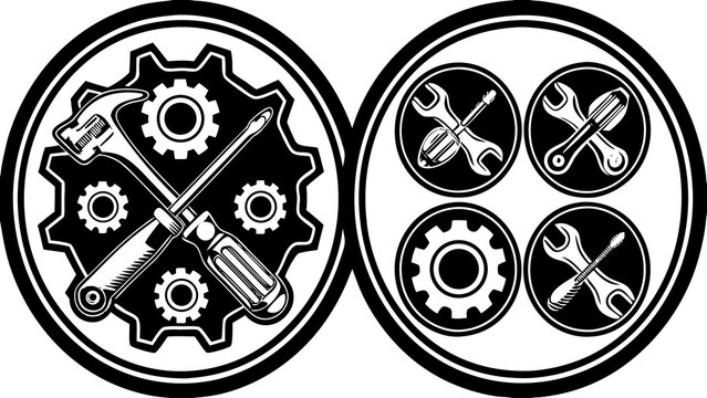 very beautiful Tools and Service icons set. Wrench, screwdriver and gear icon. Screwdriver and wrench glyph icon. Settings and repair, service sign - stock vector. Vector illustration