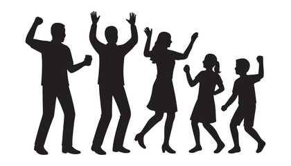 Fototapeta premium family and Group of People Dancing Silhouette – Party Celebration Vector Illustration