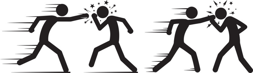 Two pairs of figures in dynamic silhouette