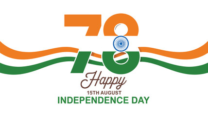 India 78th Independence Day Poster with Ashoka Chakra in “8”, Tricolor Number Styling, Elegant Greeting Typography, and August 15 Message 
