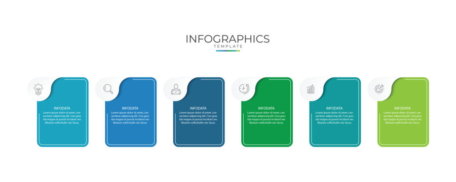 Vector Infographic label design template with icons and 6 options or steps. Can be used for process diagram, presentations, workflow layout, banner, flow chart, info graph.