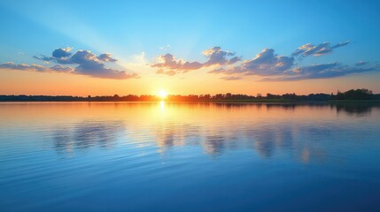 Naklejka premium Soft billowing clouds gently rolling through a vivid bright sky, evoking calm and lightness