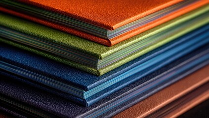 Stacked books, various colors