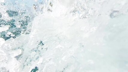 POV of Middle aged muscular bald man funny jumping from high platform into Mediterranean sea in Antalya city harbor in Turkey rising amounts of salt water splashes. Active vacation concept