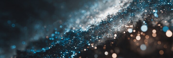 深宇宙の航跡：青と黒の星雲の軌跡