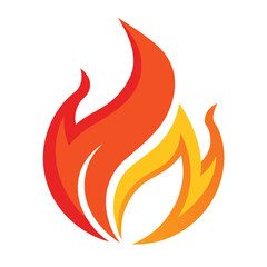 Vector art of vibrant flame illustration isolated on white background, symbolizing energy and passion