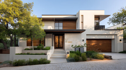 Contemporary Residential Architecture with Clean Lines and Neutral Tones in Daylight