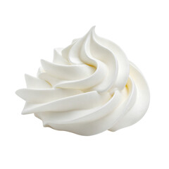 A swirl of creamy white frosting, elegantly shaped with smooth peaks and curves, ideal for topping desserts.