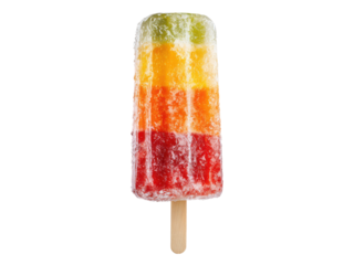 Frozen fruit ice pop with layers of red orange yellow and green image, Isolated, Png Transparent Background