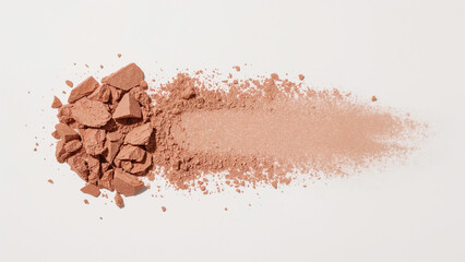 Fototapeta premium Crushed Terracotta Blush Powder Swatch on White Background makeup cosmetic
