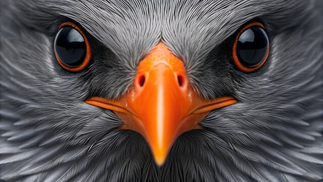 Extreme close up of a bird of prey's face raptor falcon