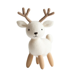 Obraz premium White plush reindeer toy isolated on transparent background
