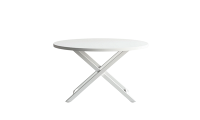 Modern round white dining table cozy kitchen furniture minimalist elevated view space efficiency
