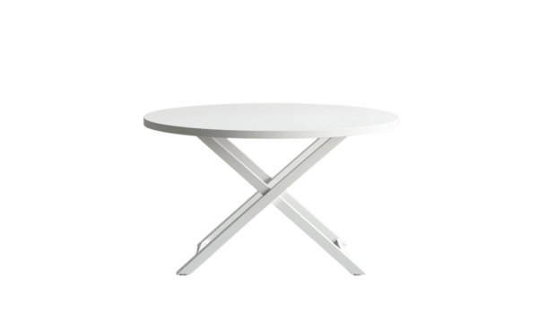 Modern round white dining table cozy kitchen furniture minimalist elevated view space efficiency