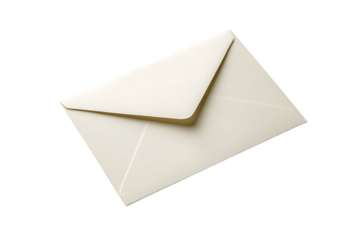 Elegant Cream Envelope Waiting to Deliver Important News and Messages  Isolated on transparent background, cutout
