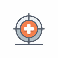 Obraz premium Medical Cross Emblem Centered Within a Crosshair Target Symbol Indicating Healthcare Focus