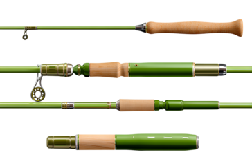  Fishing rod and reel isolated on a transparent background 