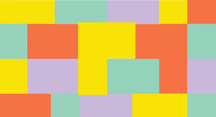 Colorful geometric pattern of rectangles and squares isolated on transparent background