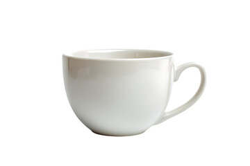Elegant White Ceramic Coffee Mug with Curved Handle on a White Background  Isolated on transparent background, cutout