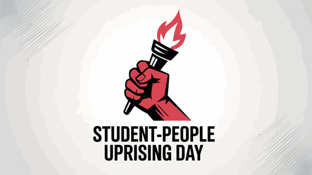 Student-People Uprising Day Torch Fist Revolution Art