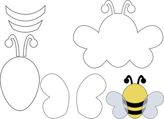 Bee, funny, cute, paper, felt, fabric, Cricut, Laser cut, Layers, pattern, Kids, Decorations, school, party, 