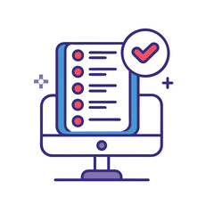  “Diagnostic check icon — line vector illustration on white background.”