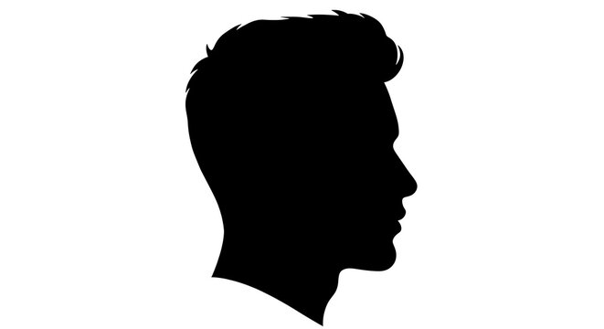 Anonymous male profile silhouette. Vector graphic of a young man's head for a user avatar or concept of personal identity.