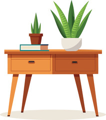 wooden-study-desk-with-a-ceramic-white-pot-holding