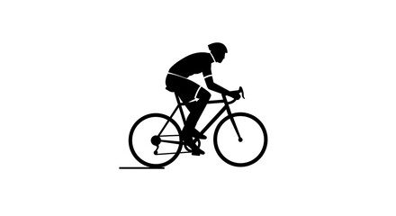 Fototapeta premium A minimalist black silhouette of a cyclist in motion, a vector icon symbolizing road racing, athletic fitness, and endurance sports.