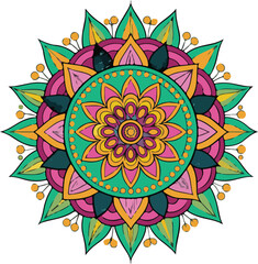 colorful mandala design with a circular center white background Free Vector