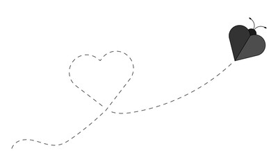 A stylized heart-shaped flight concept theme of love and travel. elements in various media, including greeting cards, advertisements, and digital graphics, to evoke feelings of romance or adventure 