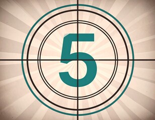Vintage film countdown number five