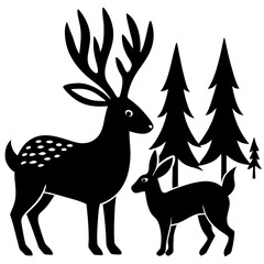 set of deer silhouettes