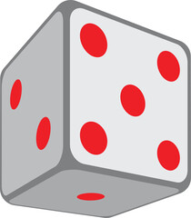 A Dice flat colors icon, Vector Illustration in perspectives