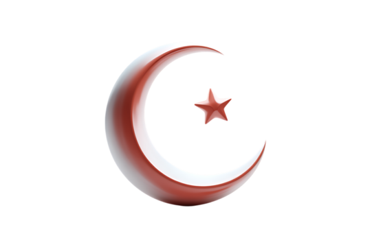 The Crescent Moon and Star: A Symbol of Islamic Faith  Isolated on transparent background, cutout