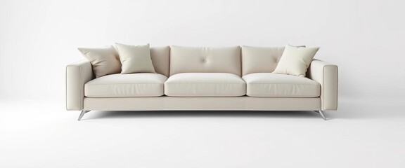 Modern single sofa, corner view, white background, plush cushions, clean lines,  living room,  furniture