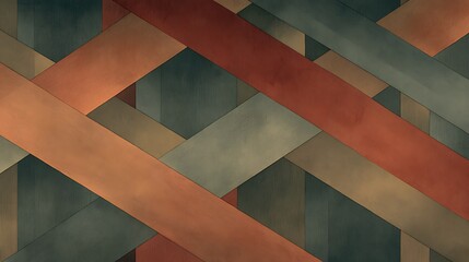 Abstract Geometric Pattern with Copper and Teal Diagonal Stripes