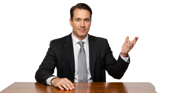 Confident Executive at Desk: Leadership and Professional Authority