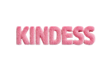 Pink Furry Text Reading Kindness on Transparent Background