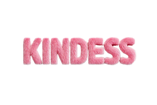 Pink Furry Text Reading Kindness on Transparent Background