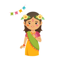  Girl with Flower Crown Celebrating Festival